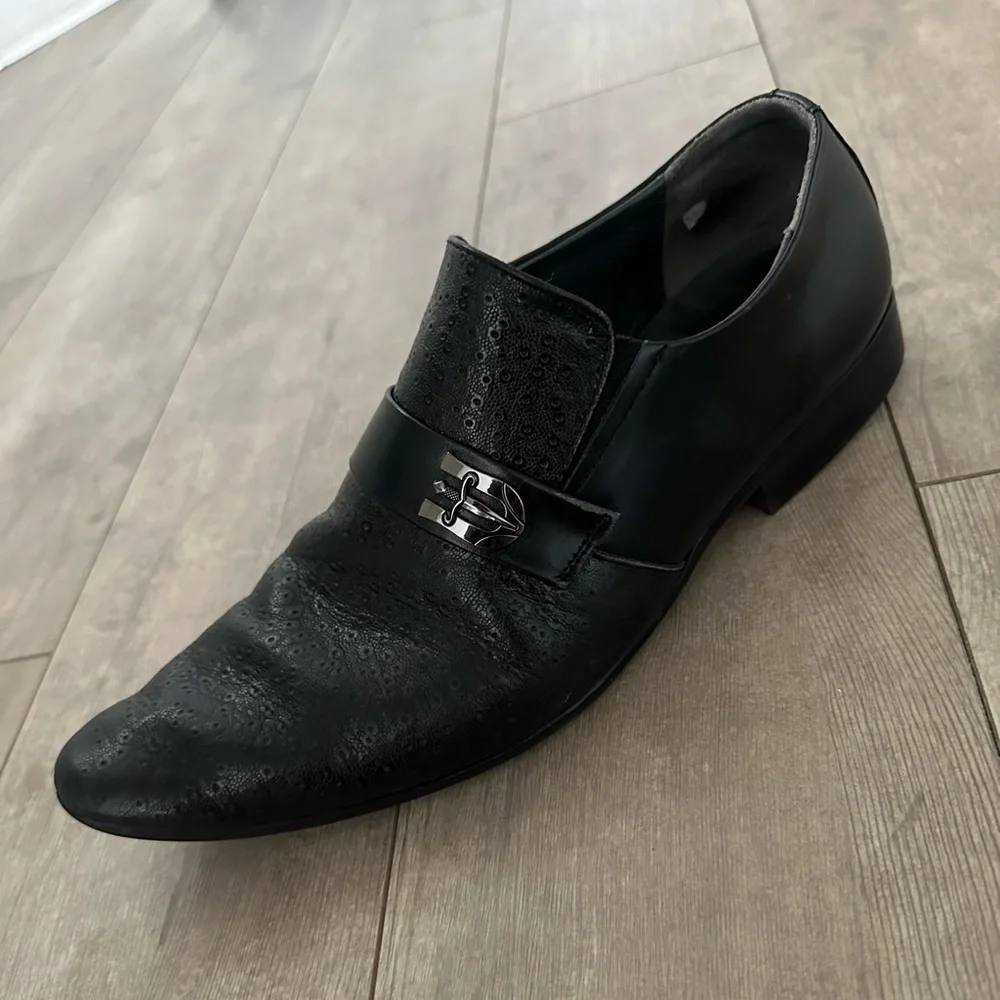 Mochi Men’s Black Leather Dress Slip On Shoes Moccasins size 42 (9)